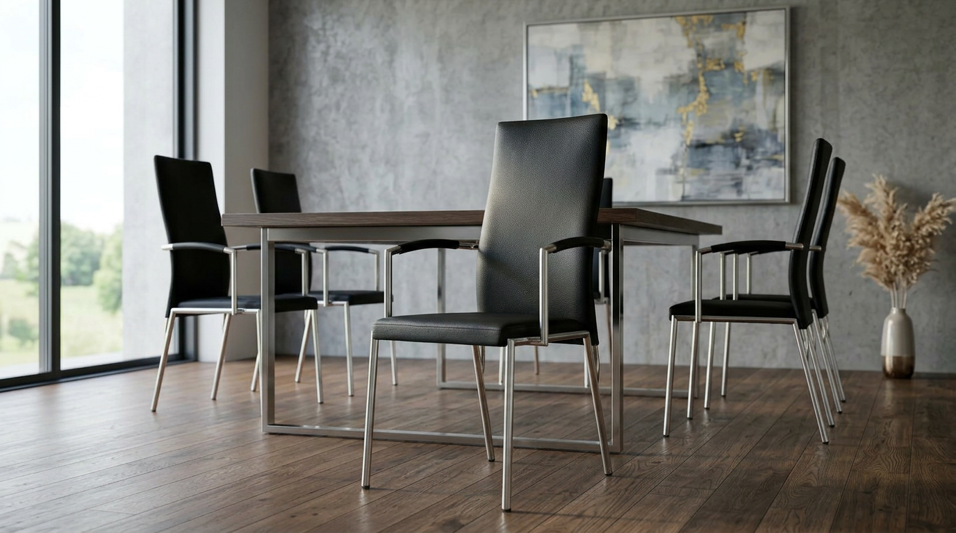 Esszimmerstuhl Vierfuß Leder modern Design