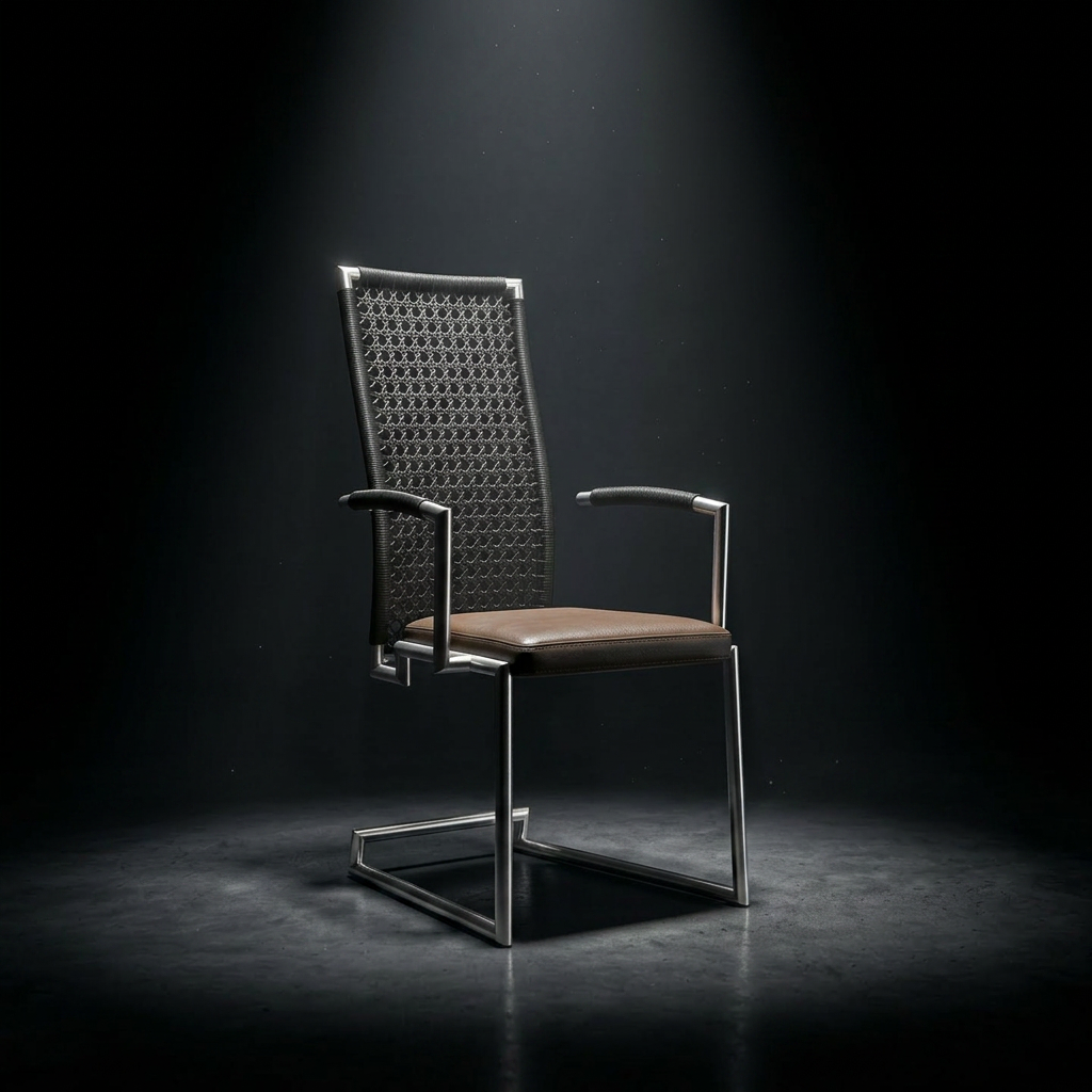 Freischwinger Stuhl mit Geflecht Rückenlehne Tiffany