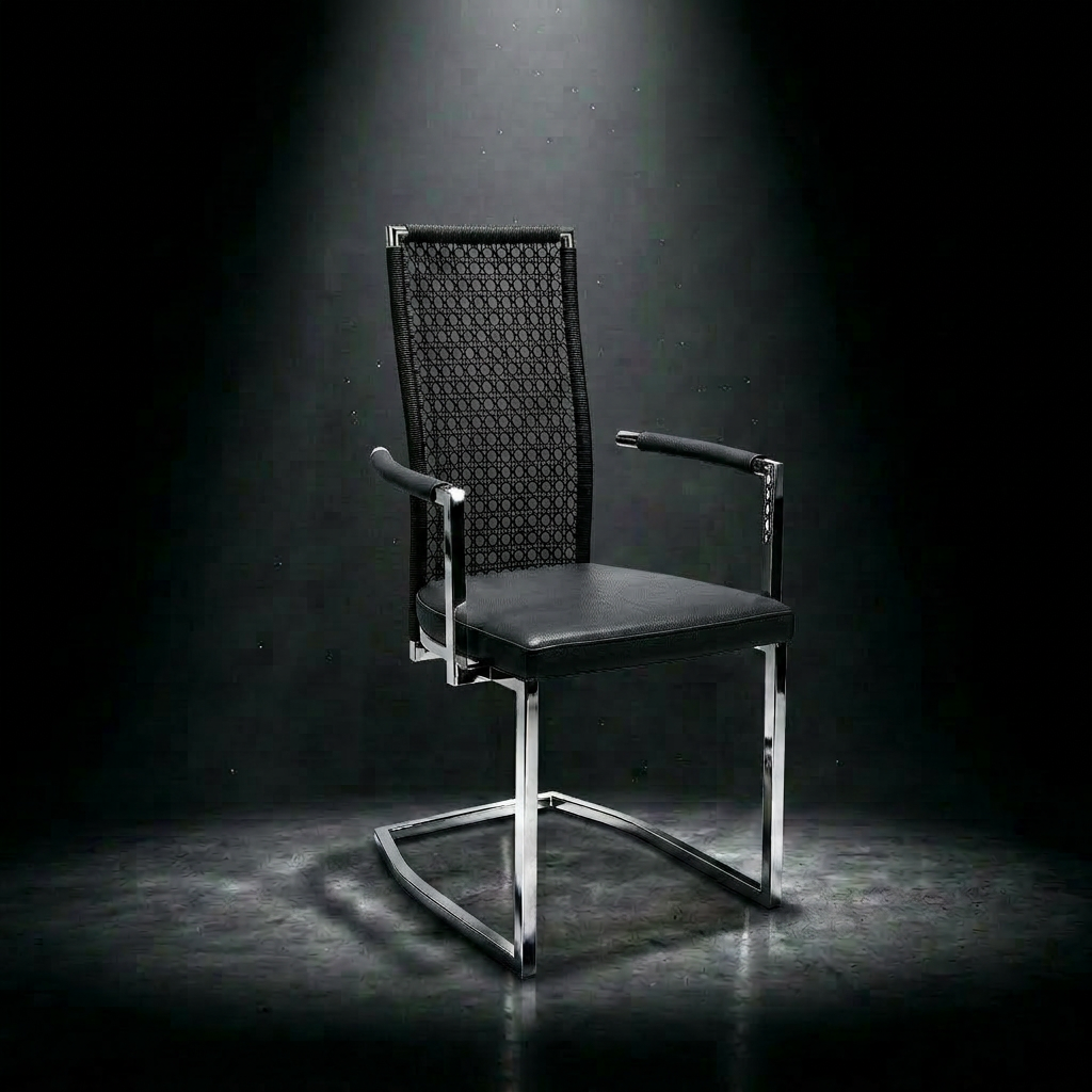 Freischwinger Stuhl mit Geflecht Rückenlehne Tiffany