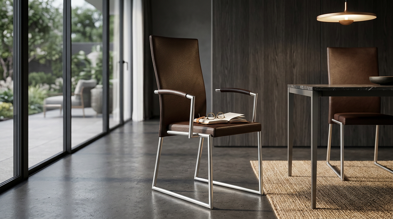 Moderner Esszimmerstuhl Edelstahl Freischwinger Tiffany