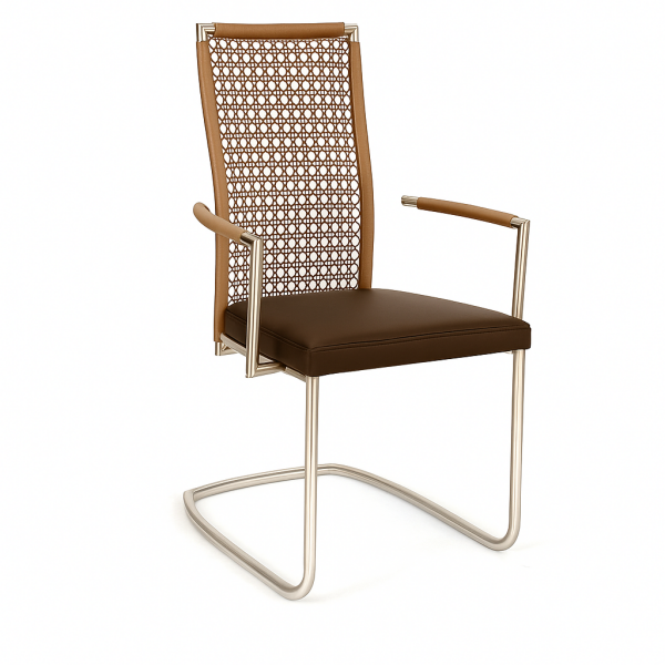 Okazi Freischwinger Karlsruhe R Ambiente mit Armlehne braun/beige